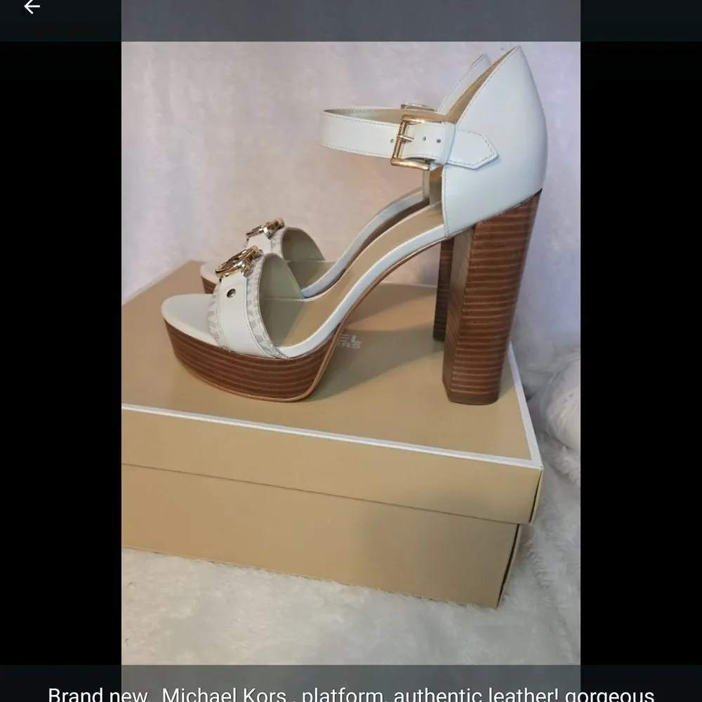 Michael Kors White Women's Heeled Sandals,platforms NWB, Gorgous!